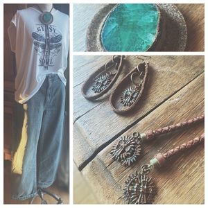 Handcrafted Necklace Fire Agate Bolo Two Piece